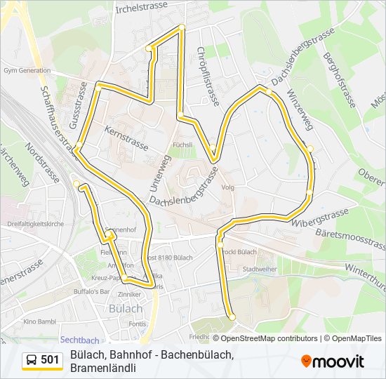 Plan de la ligne 501 de bus