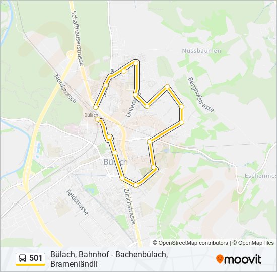 Plan de la ligne 501 de bus