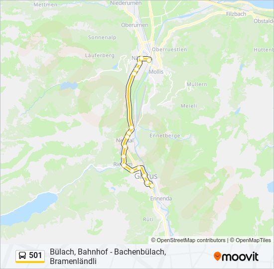 Plan de la ligne 501 de bus