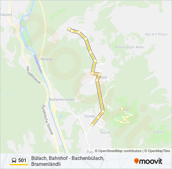 Plan de la ligne 501 de bus