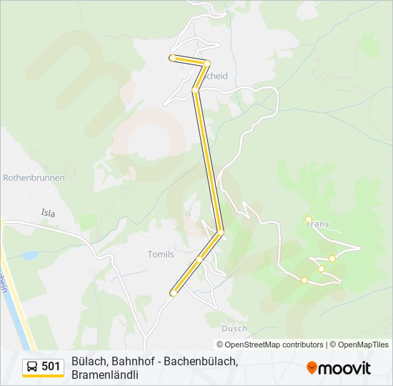 Plan de la ligne 501 de bus