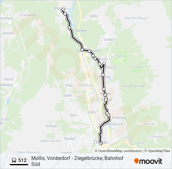 Plan de la ligne 512 de bus