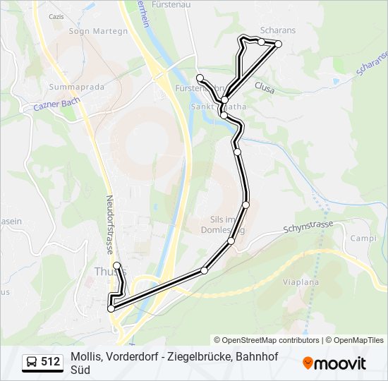 Plan de la ligne 512 de bus