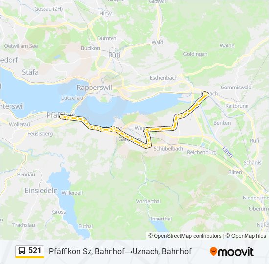 Plan de la ligne 521 de bus