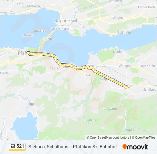 Plan de la ligne 521 de bus