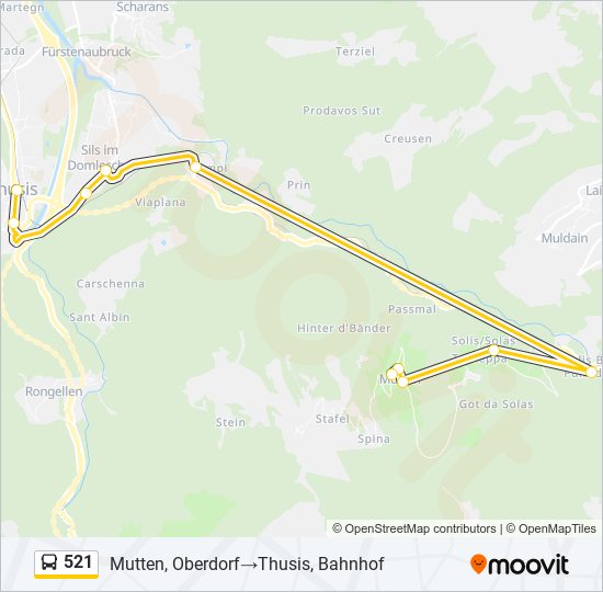 Plan de la ligne 521 de bus