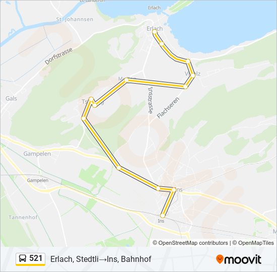Plan de la ligne 521 de bus