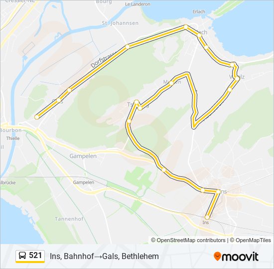 Plan de la ligne 521 de bus