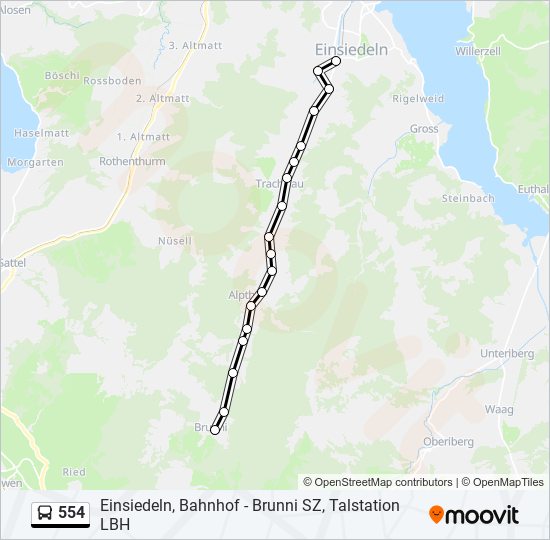 Plan de la ligne 554 de bus