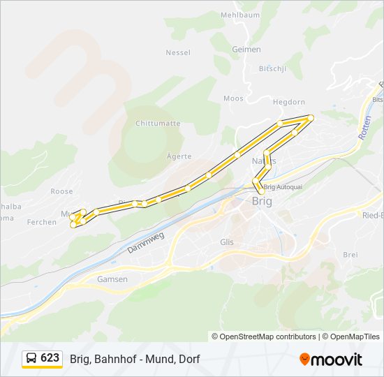 Plan de la ligne 623 de bus