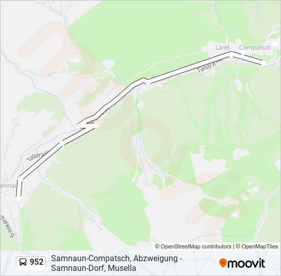 Plan de la ligne 952 de bus