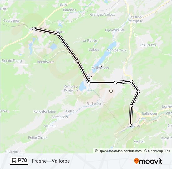 Plan de la ligne P78 de bus