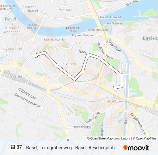 Plan de la ligne 37 de bus