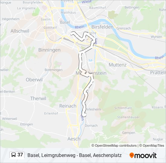 Plan de la ligne 37 de bus