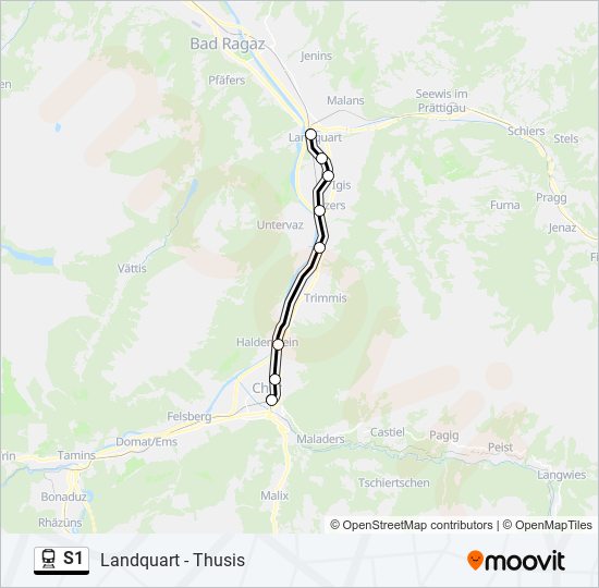 Plan de la ligne S1 de train