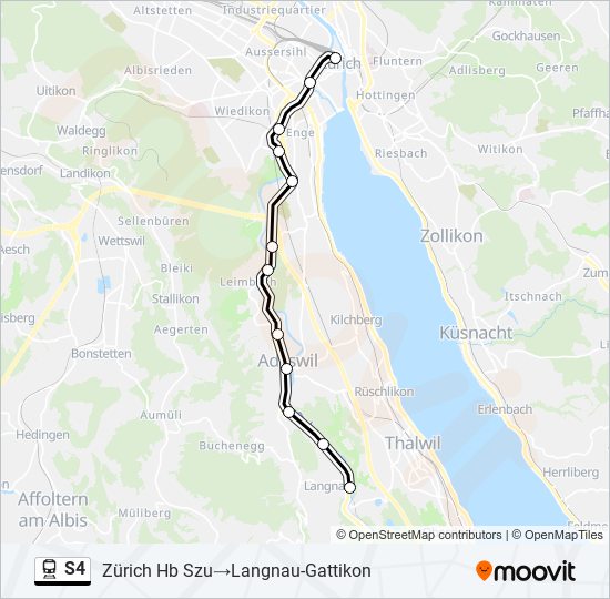 Plan de la ligne S4 de train