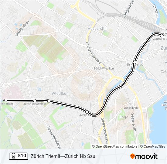 Plan de la ligne S10 de train