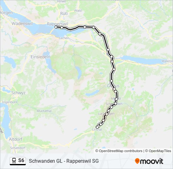 Plan de la ligne S6 de train