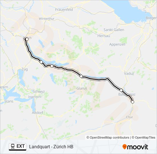 Plan de la ligne EXT de train