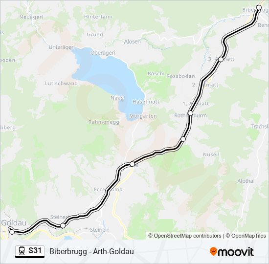 Plan de la ligne S31 de train