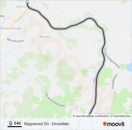 Plan de la ligne S40 de train