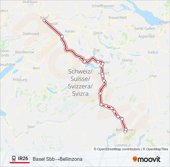 Plan de la ligne IR26 de train