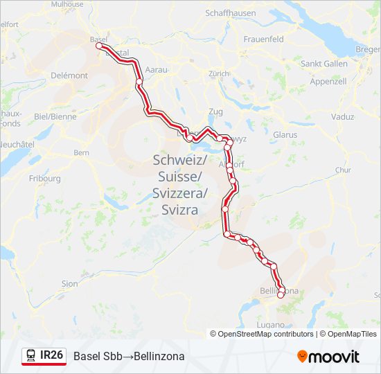 Plan de la ligne IR26 de train