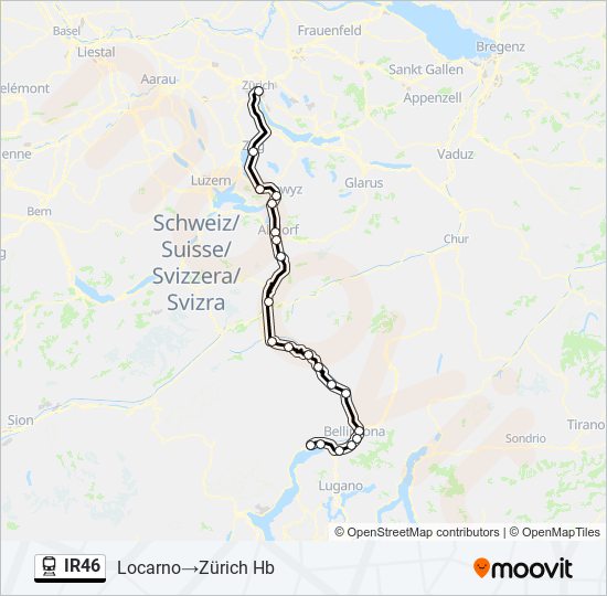 Plan de la ligne IR46 de train