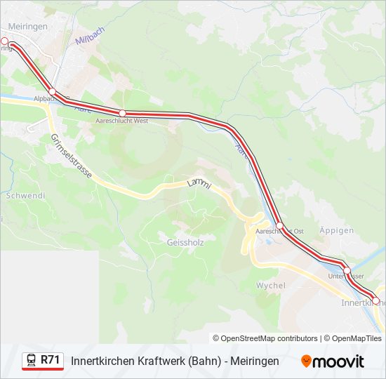 Plan de la ligne R71 de train