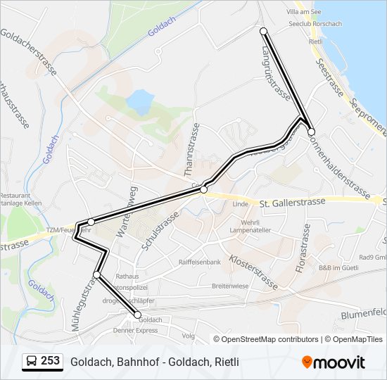 Plan de la ligne 253 de bus