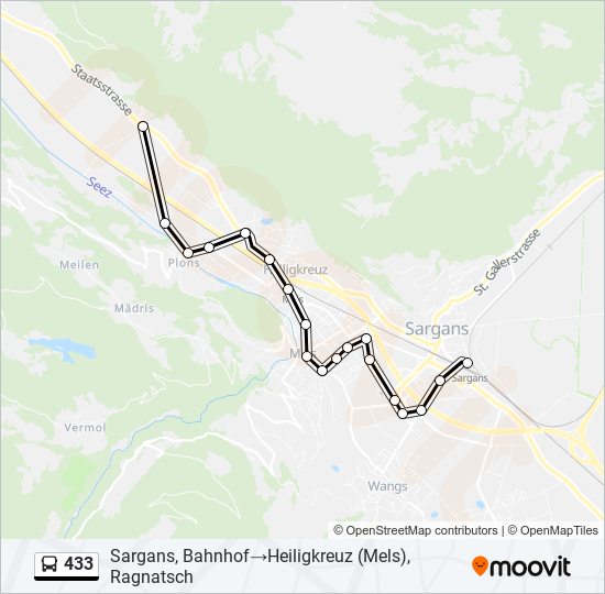 Plan de la ligne 433 de bus