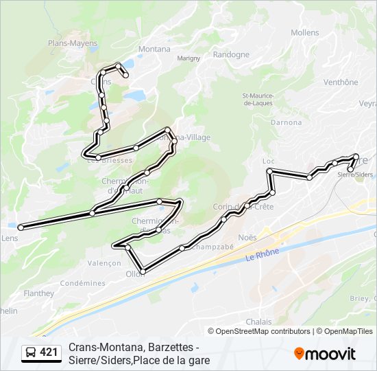 Plan de la ligne 421 de bus