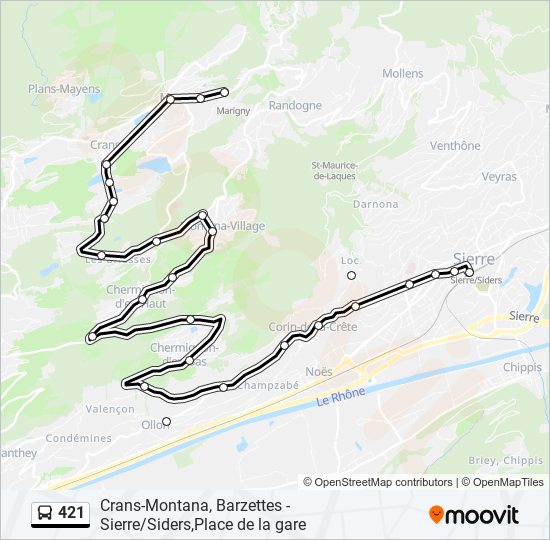 Plan de la ligne 421 de bus