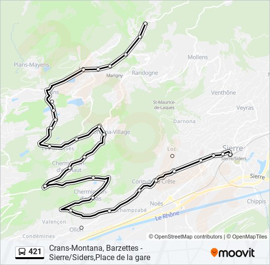 Plan de la ligne 421 de bus