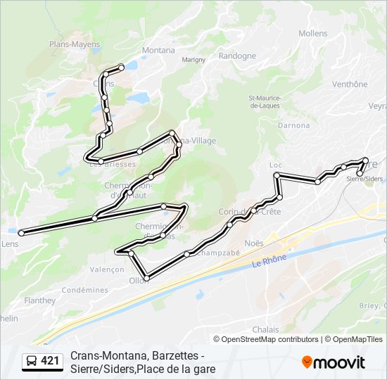 Plan de la ligne 421 de bus