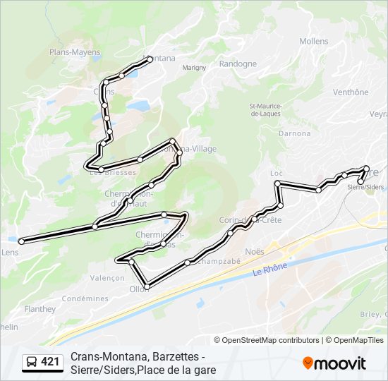 Plan de la ligne 421 de bus