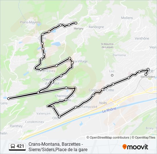 Plan de la ligne 421 de bus