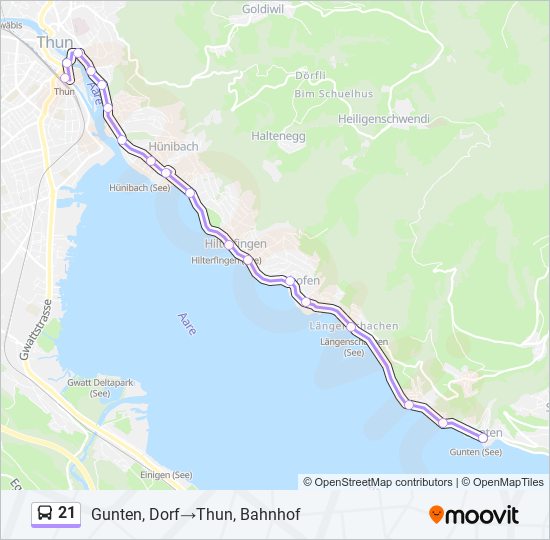 Plan de la ligne 21 de bus