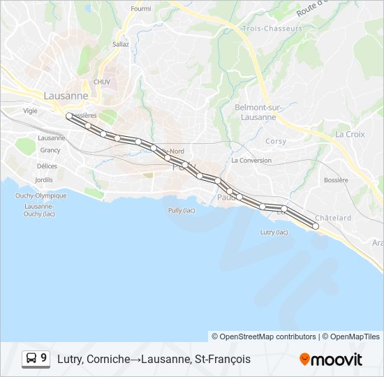 Plan de la ligne 9 de bus