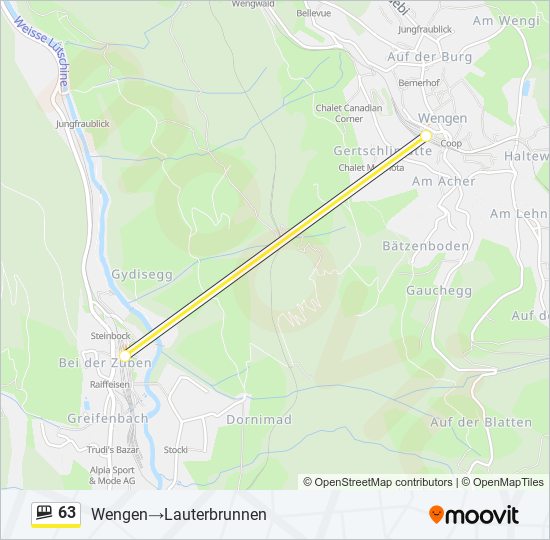 Plan de la ligne 63 de funiculaire