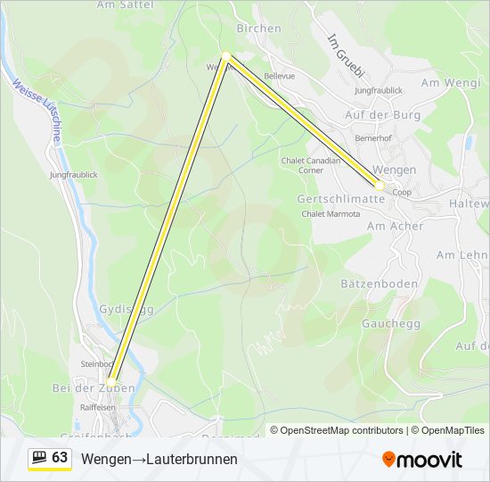 Plan de la ligne 63 de funiculaire