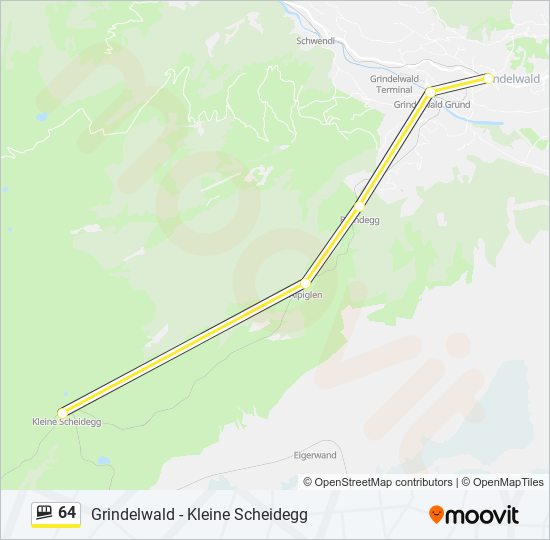 Plan de la ligne 64 de funiculaire