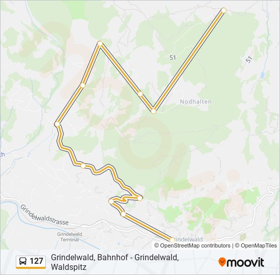 Plan de la ligne 127 de bus