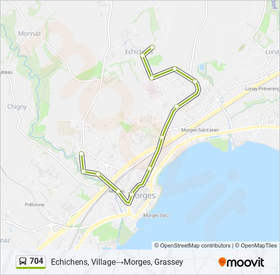 Plan de la ligne 704 de bus