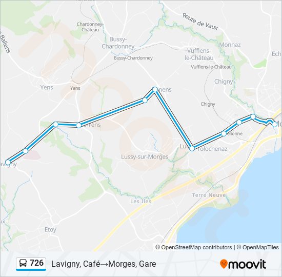 Plan de la ligne 726 de bus
