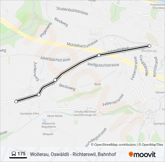 Plan de la ligne 175 de bus