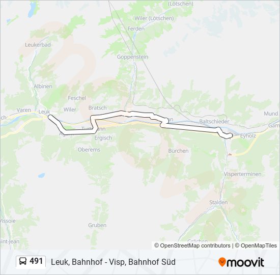 Plan de la ligne 491 de bus