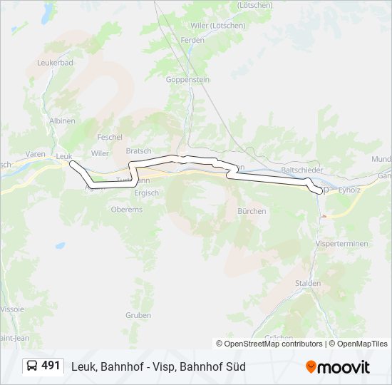 Plan de la ligne 491 de bus