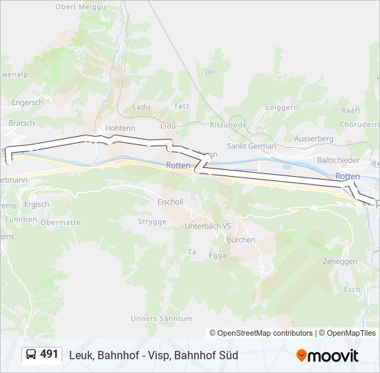 Plan de la ligne 491 de bus