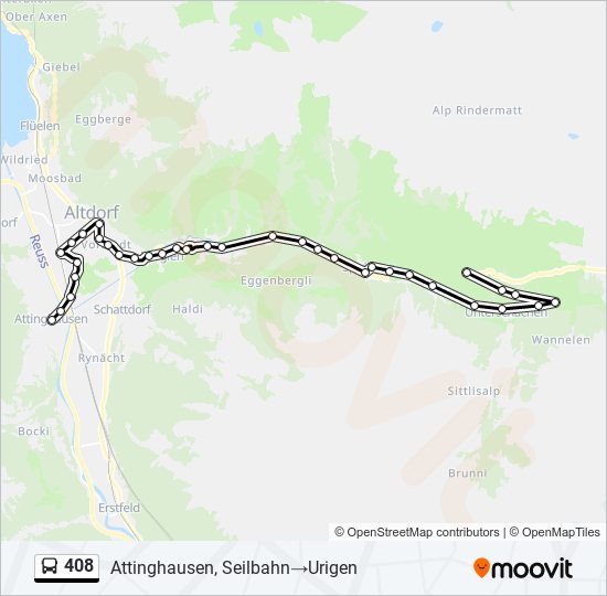 Plan de la ligne 408 de bus